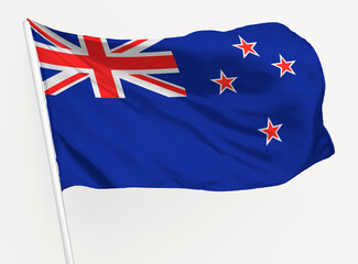 Waving New Zealand flag, national symbol graphic