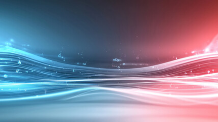Futuristic abstract background with glowing blue and red waves, creating dynamic and vibrant atmosphere
