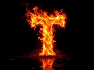 Fiery Letter T: An Intense, Burning Alphabet Art