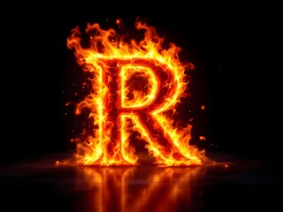 Fiery Letter R: A Dramatic, Intense Flame Composition