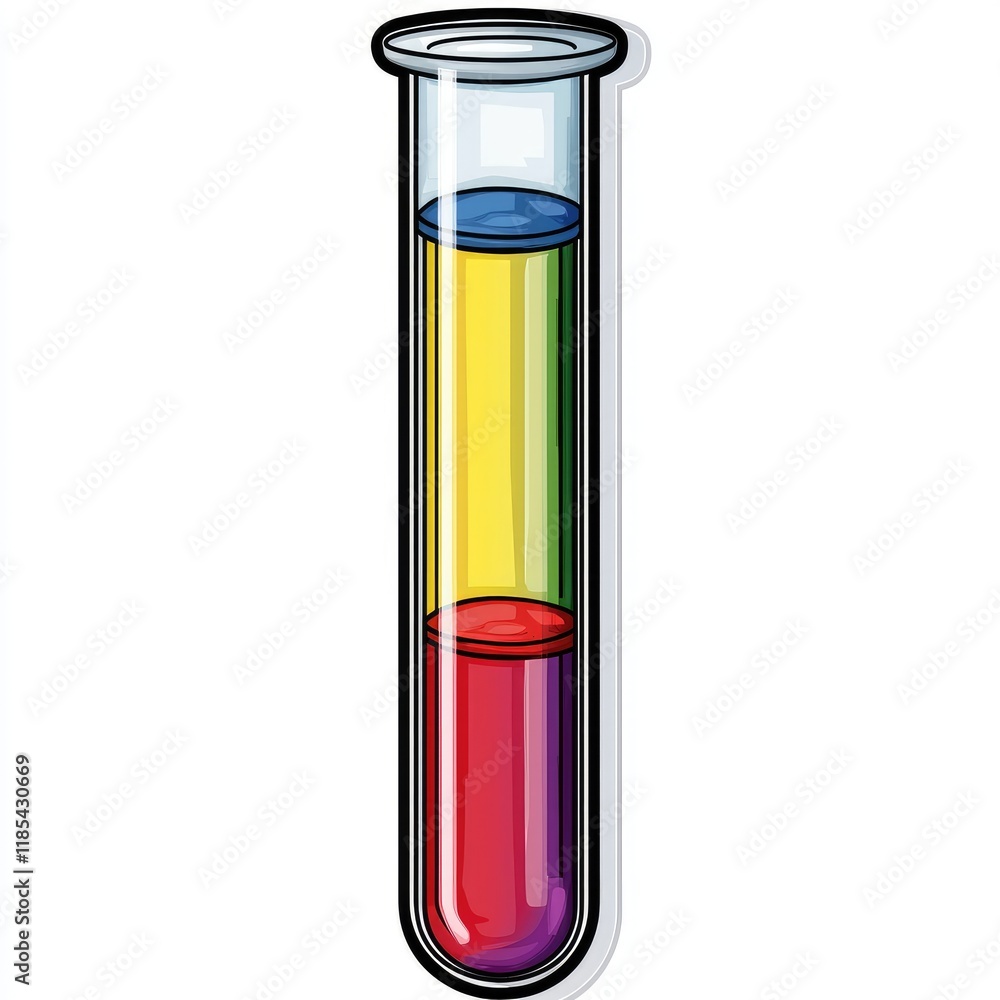 Poster vibrant science: colorful liquids in a test tube - a captivating image representing scientific explo