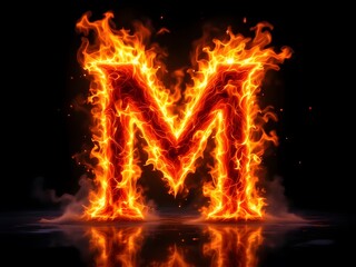 Fiery Letter M: A Flaming Alphabet Design in Intense Heat