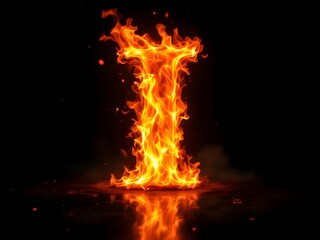 Fiery Letter I: A Dramatic, Flaming Alphabet in Intense Heat