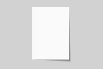 Vector white realistic blank paper page with shadow isolated on background. A4 size sheet paper note mock up template for flyer, cover, magazine, newspaper, brochure and documents presentation.
