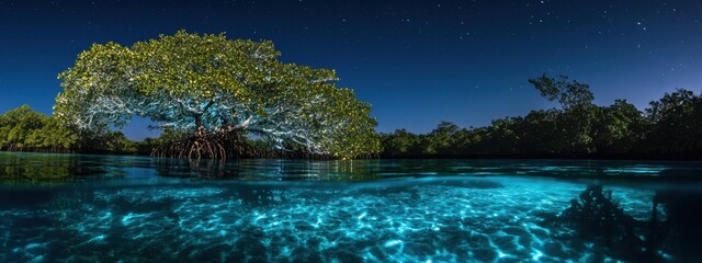 An intimate shot of the bioluminescent phytoplankton in the waters of Luminous Lagoon, Jamaica, Marine scene
