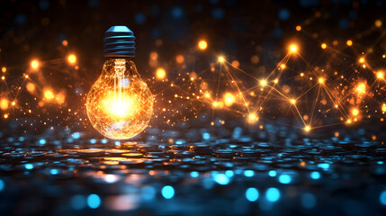 Glowing Idea, Network, Dark, Abstract, Concept