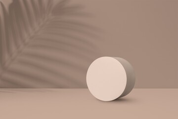 Abstract background with beige geometric 3d podiums