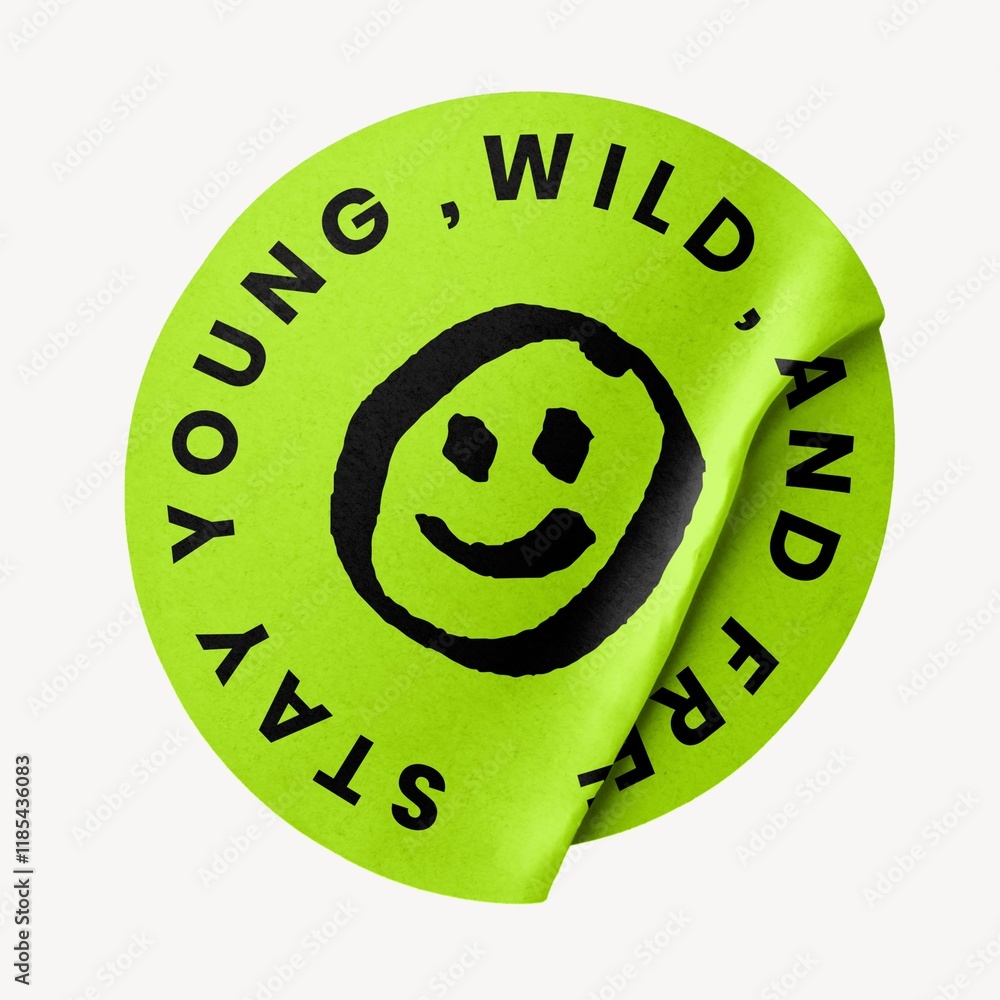 Poster Smiling face neon green sticker