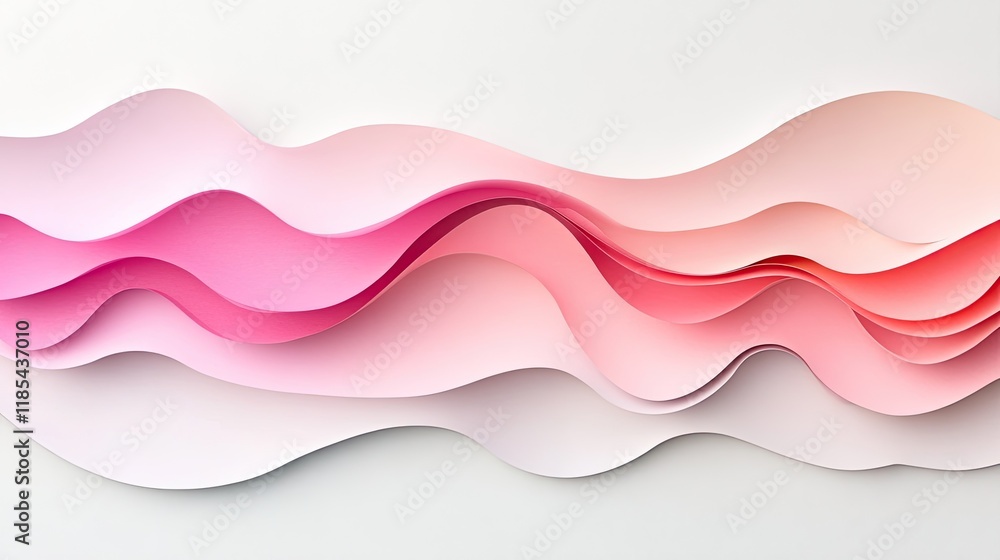 Poster Abstract D card with colorful gradient paper waves, creating depth on a clean surface.