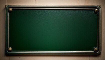 Obraz premium Blank Vintage Green Metal Sign on White Wall