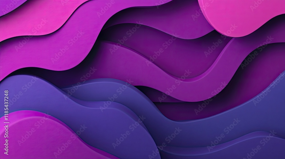Poster abstract d card with layered waves and curves in a monochromatic palette, surrounded by subtle shado