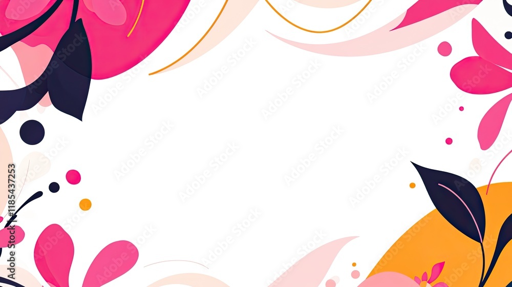 Poster an abstract card design with a blend of vibrant shades in swirls and fluid patterns, providing room 