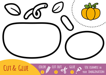 Education paper game for kids, Pumpkin. Use scissors and glue to create the image.