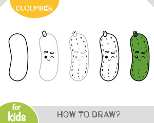 How to draw Cucumber for children. Step by step drawing tutorial