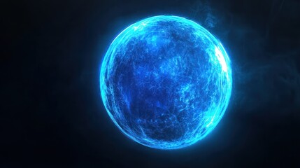 Futuristic blue digital globe for advanced technology themes.