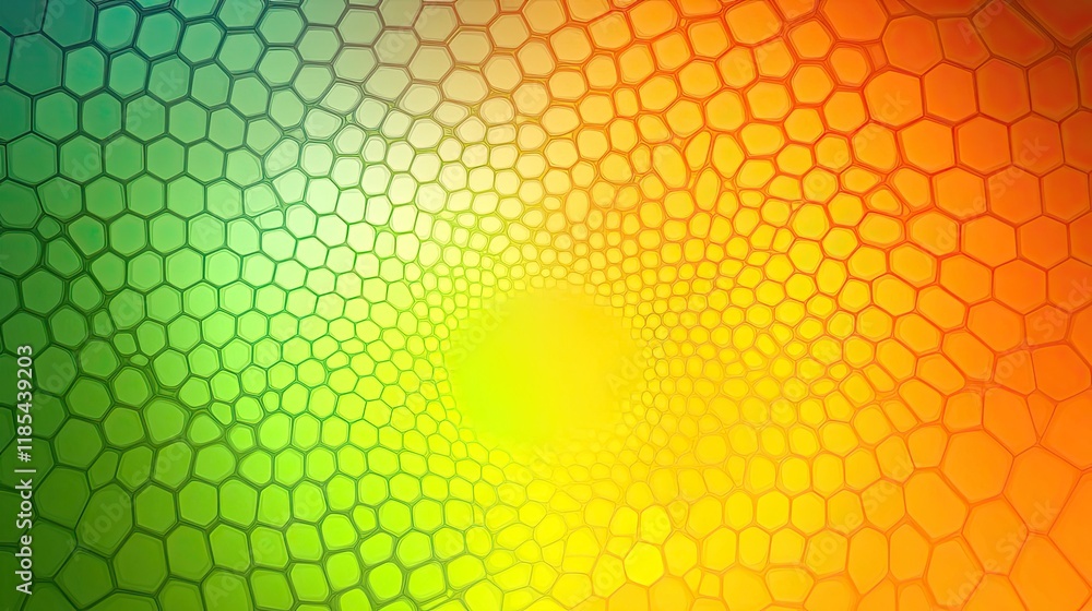Poster a geometric abstract card design with hexagonal patterns and gradient colors, offering plenty of roo