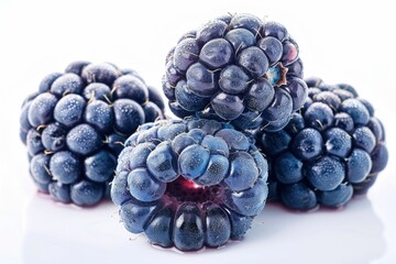 High Quality Image of Fresh Ripe Blue Raspberry on White Background