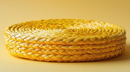 Vibrant Yellow Woven Coaster: A Summery Handmade Home Decor