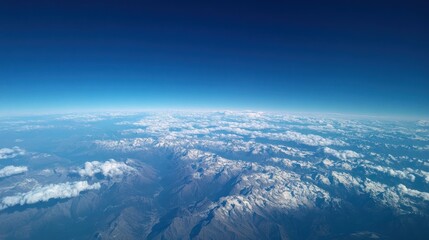 High-altitude blue sky with scattered thin clouds.