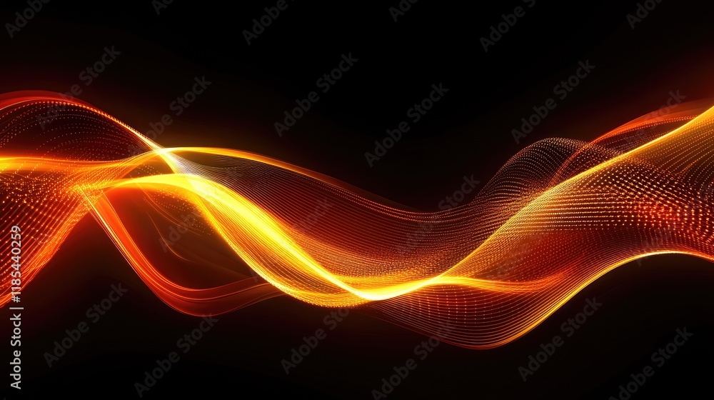 Poster a sleek digital greeting card with dynamic neon lines crossing each other in different angles, leavi