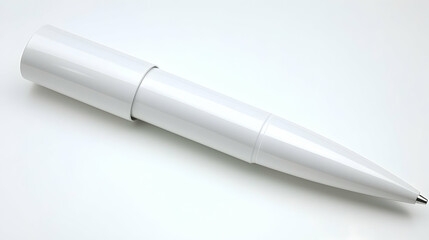 White pen mockup, sleek design, studio shot, minimalist background, ideal for branding