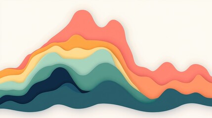 A stacked area graph with layers of bright colors transitioning smoothly.