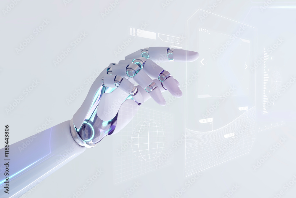 Poster robot background virtual screen, futuristic technology design