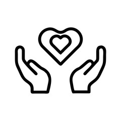 Heart in hand icons set