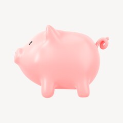 Piggy bank 3D clipart, savings & finance graphic