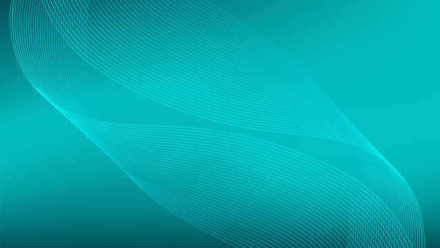 Blended lines with green gradient mesh abstract background