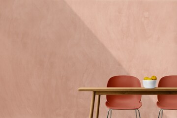 Pastel pink concrete wall, loft home interior