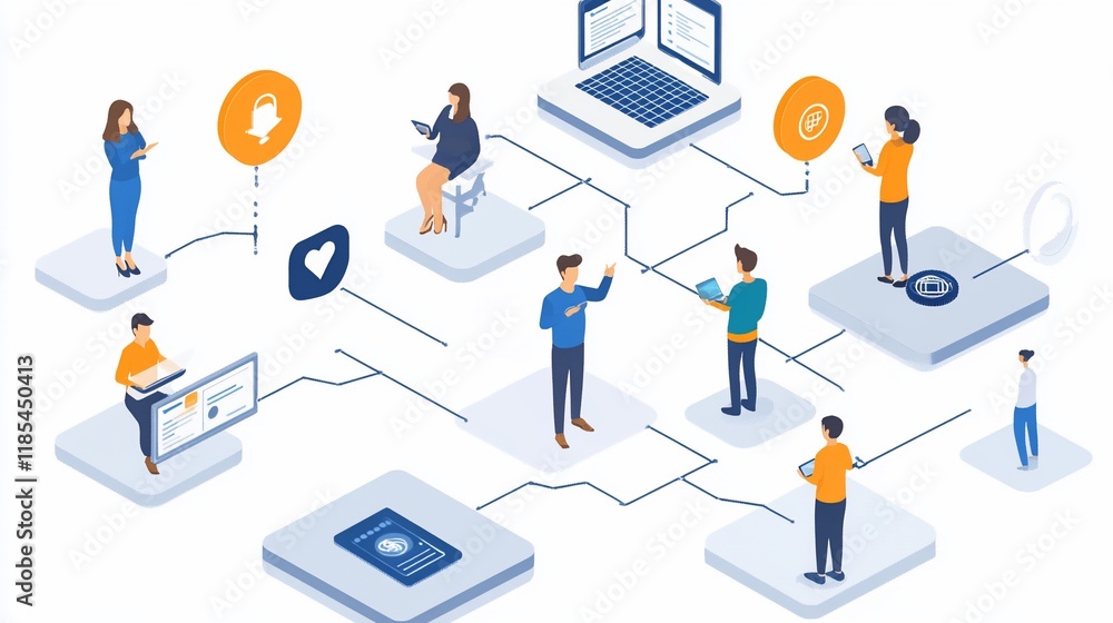 Poster global network collaboration: a visual representation of interconnected individuals and digital syst