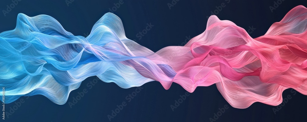 Poster a dynamic blend of blue and pink flowing waves creates a visually striking and abstract representati