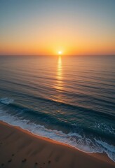 Sunset Ocean Waves Crashing on Sandy Beach
