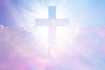 Obraz premium Aesthetic Christian sky background, pastel purple design