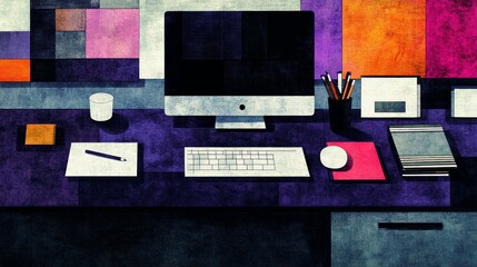 Abstract Geometric Representation of a Modern Workplace Desktop