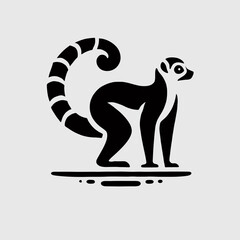 very simple flat and minimalist Lemur silhouette in black on a white background
