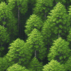 Pixel art forest scene with majestic trees