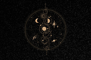 Aesthetic black celestial background, astrology design