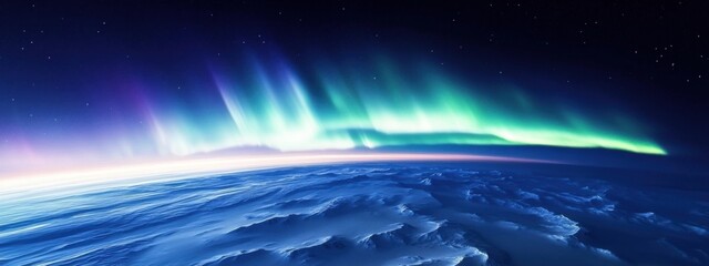 Obraz premium The awe-inspiring sight of the Aurora Australis over the icy plains of Antarctica, Polar scene, Ethereal style