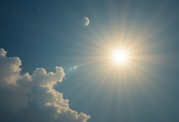 Celestial Scene Sun Moon Clouds And Stars