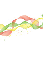 Abstract Flowing Ribbons: Delicate, transparent ribbons in vibrant hues of red, yellow, and green intertwine and dance gracefully against a pristine backdrop.