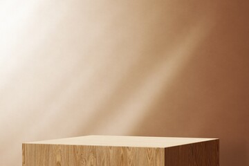Naklejka premium Square podium product backdrop, wooden 3D design