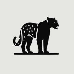 Obraz premium very simple flat and minimalist Mountain Jaguar silhouette in black on a white background