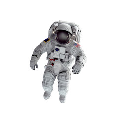 Astronaut floating weightlessly in a realistic spacesuit isolated on transparent background