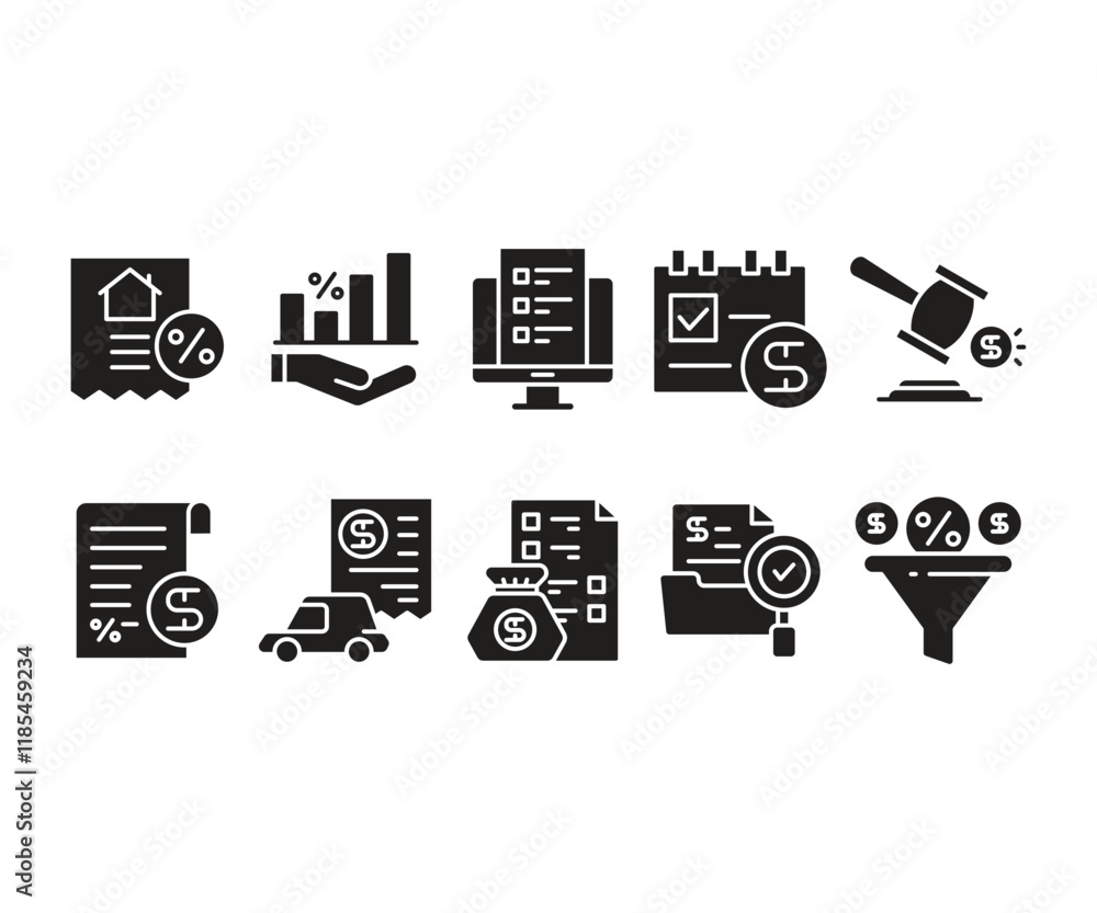 Canvas Prints interest, loan and finance glyph icons set