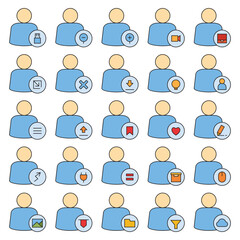 user avatar and user interface icons set