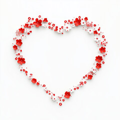 Obraz premium Floral Heart: A delicate and romantic composition of red and white paper flowers forming a heart shape, perfect for love, wedding, and Valentine's Day themes. 