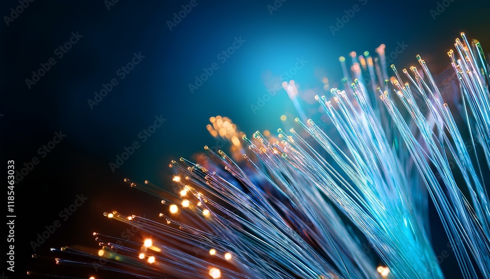 Poster luminous cable that transfers data with the dark background.