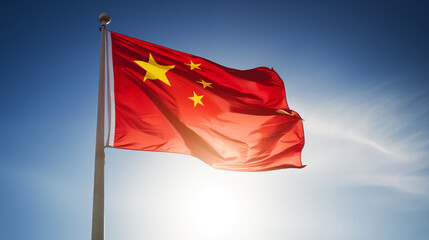 Vintage Chinese Flag Waving in Bold Colors